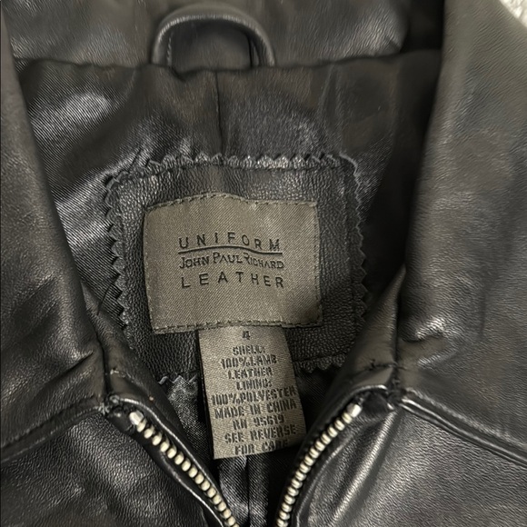 John Paul Richard Black Leather Jacket Fitted Zip-Up Design - Picture 2 of 5